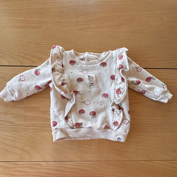 Rabbit Bear Other - Rabbit Bear Apple Ruffle Sweatshirt Kids 3-6M Organic Cotton Cottagecore
